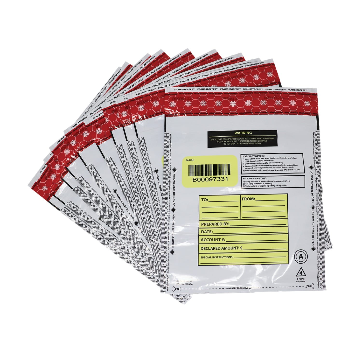 Nadex Coins Tamper Evident 9-Inch x 12-Inch FRAUDSTOPPER Bank Deposit Bags, 100 Pack, Opaque