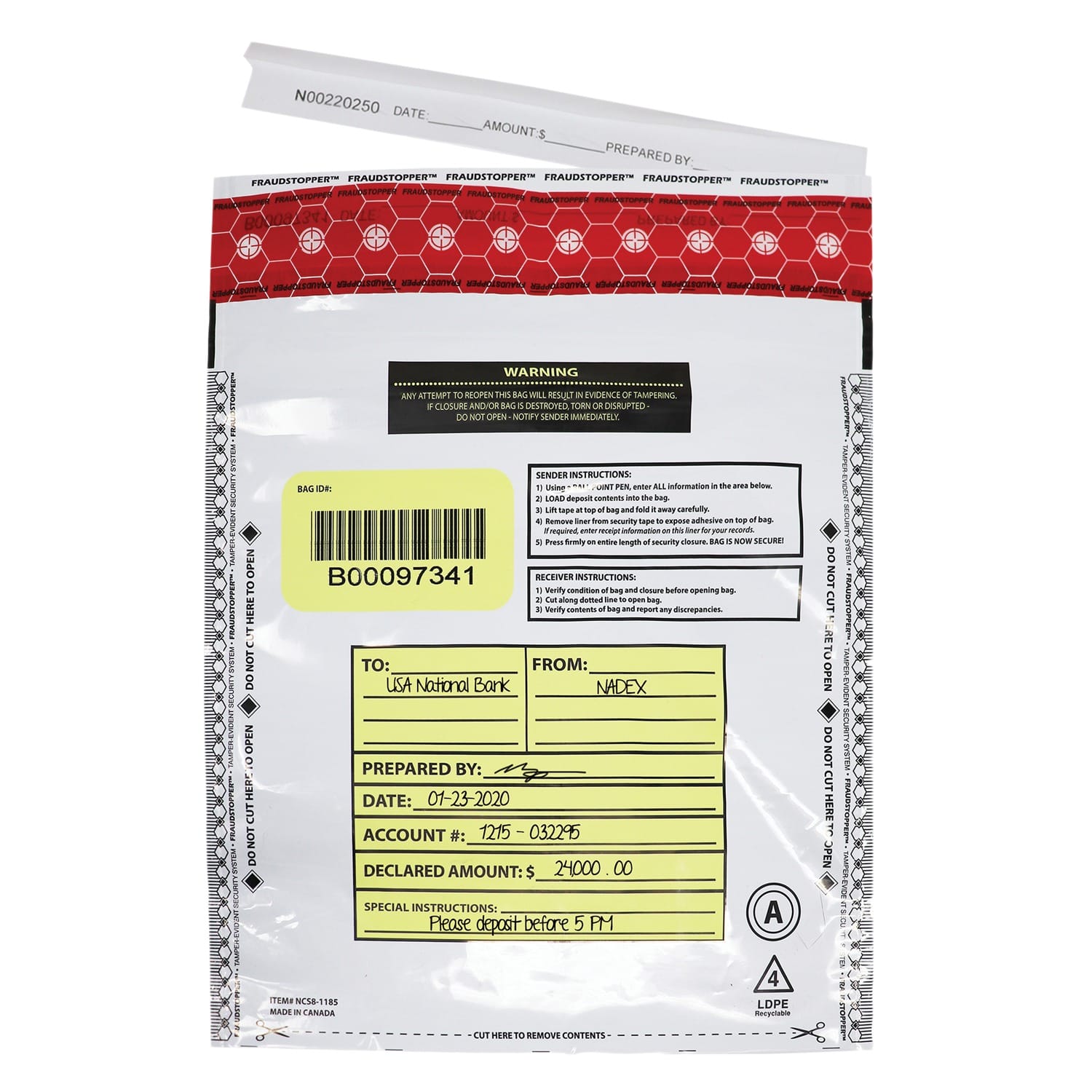 Nadex Coins Tamper Evident 9-Inch x 12-Inch FRAUDSTOPPER Bank Deposit Bags, 100 Pack, Opaque