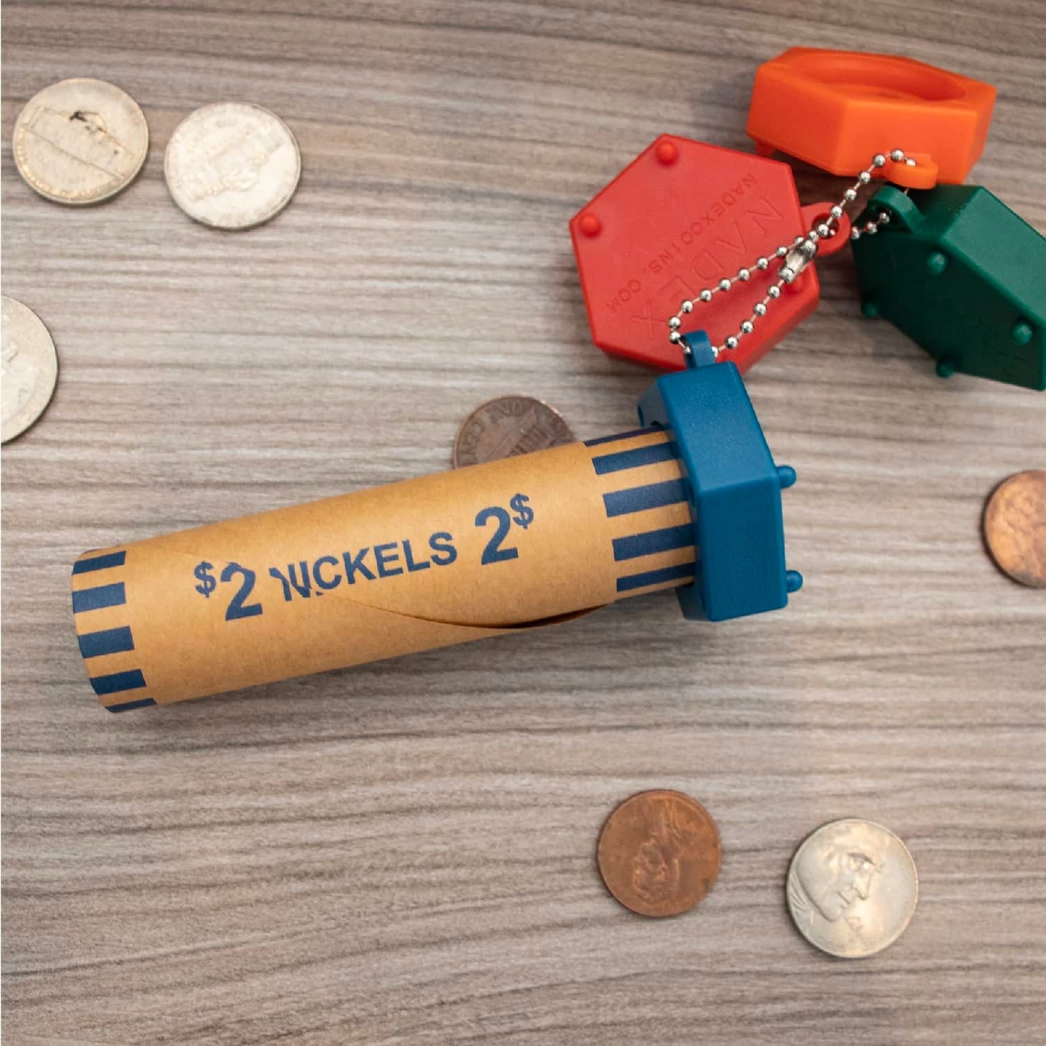 Nadex Coins Assorted Preformed Crimped-End Coin-Roll Wrappers with Color-Coded Coin-Wrapper Crimping Tool, 48 Pack
