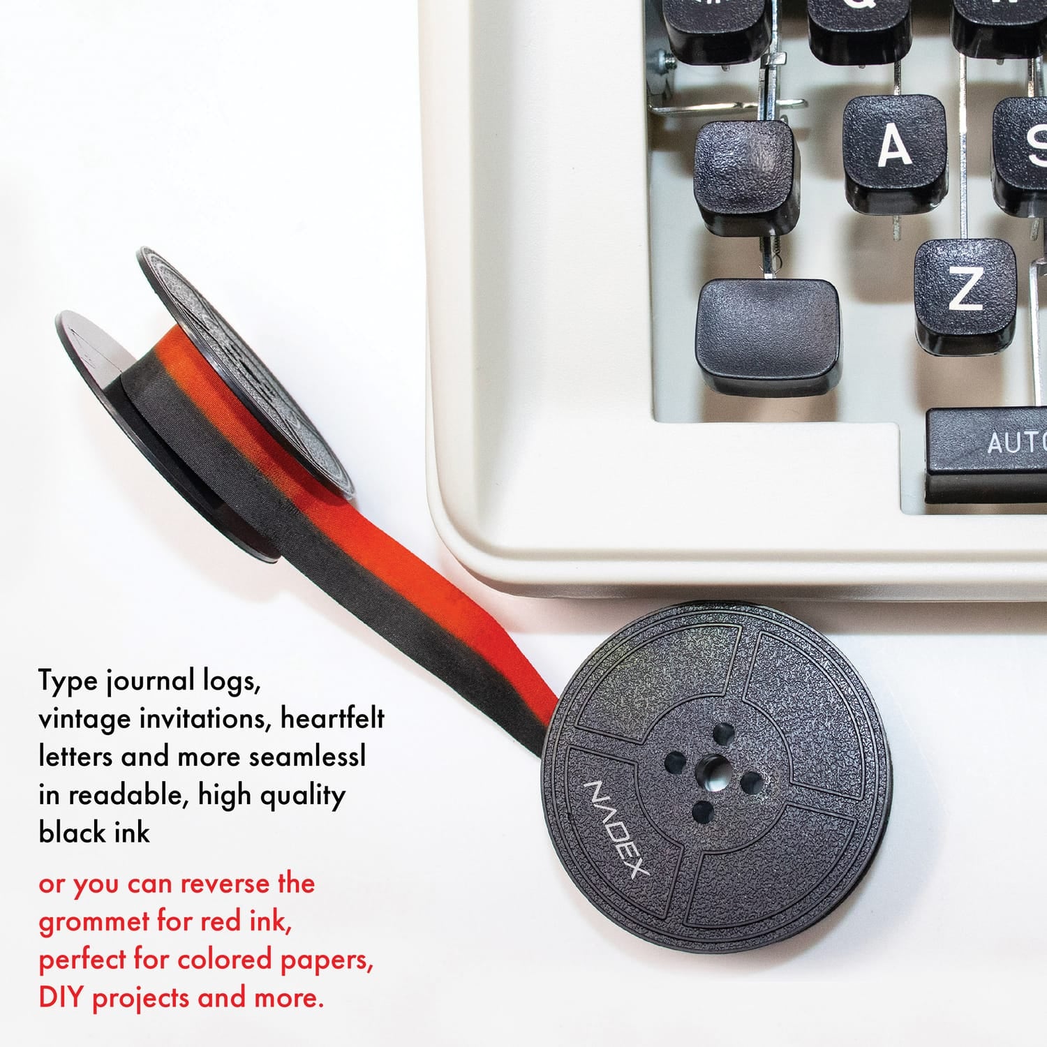 Nadex Coins Twin-Spool Typewriter Ribbon for Manual Typewriters, Red/Black