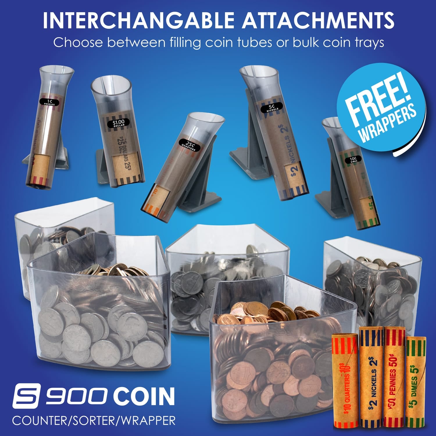 Nadex Coins S900 Coin Counter, Sorter, and Wrapper Machine