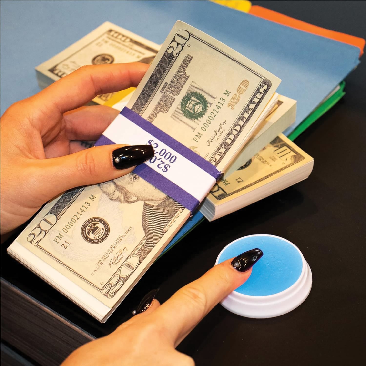 Nadex Coins Non-Slip Cash-Counting Fingertip Moistener Pads, 3 Pack, Blue
