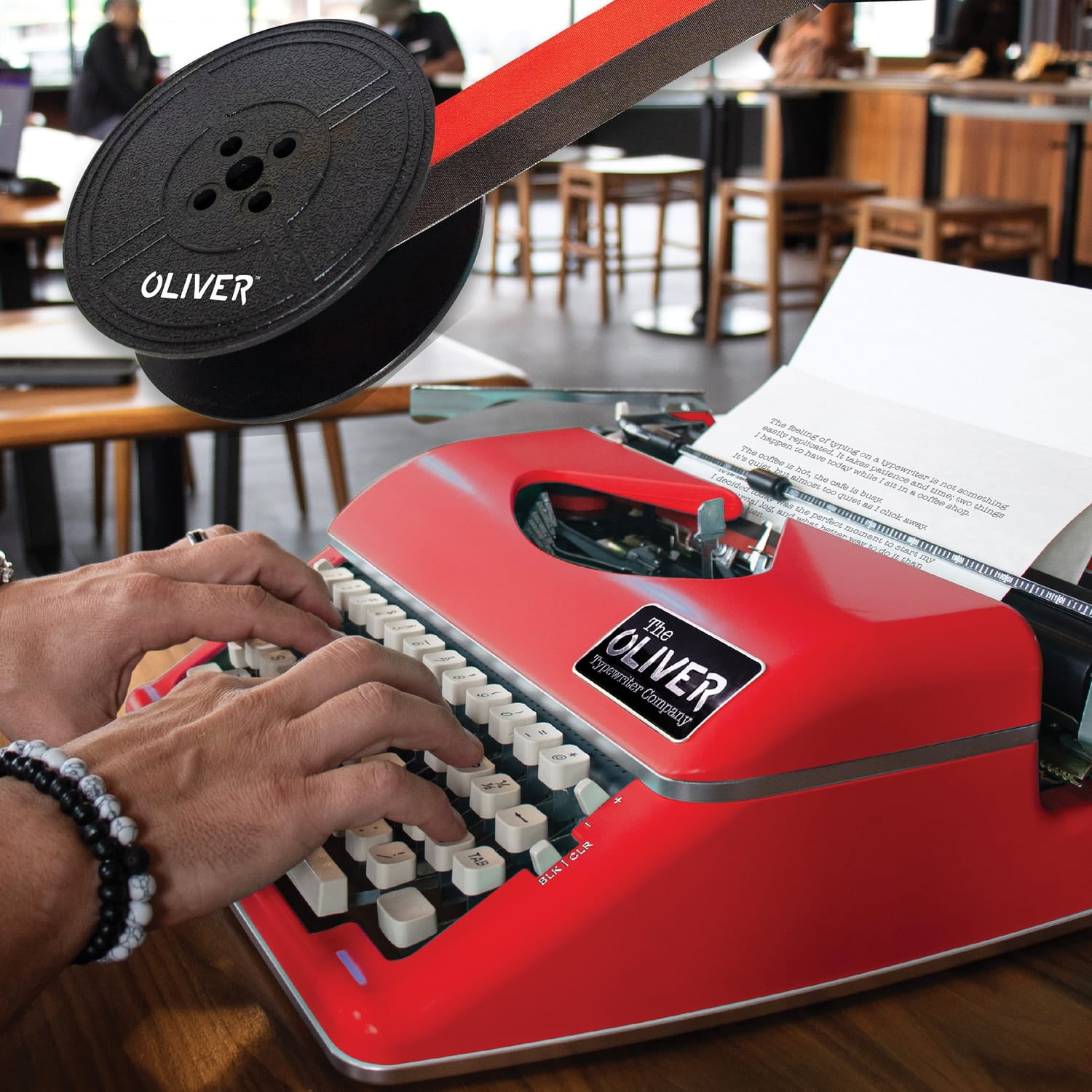 The Oliver Typewriter Company Twin-Spool Typewriter Ribbon for Manual Typewriters, Red/Black