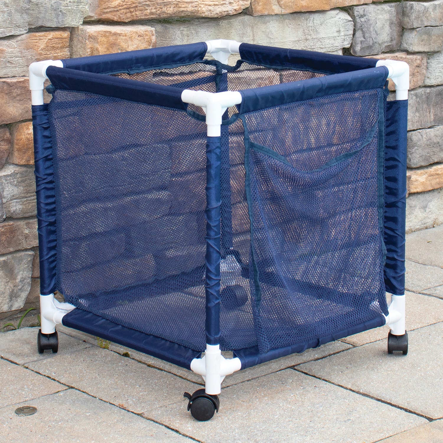 Pool Bins Pool Storage Organizer Mesh Rolling Pool Equipment Bin, Mini, Blue