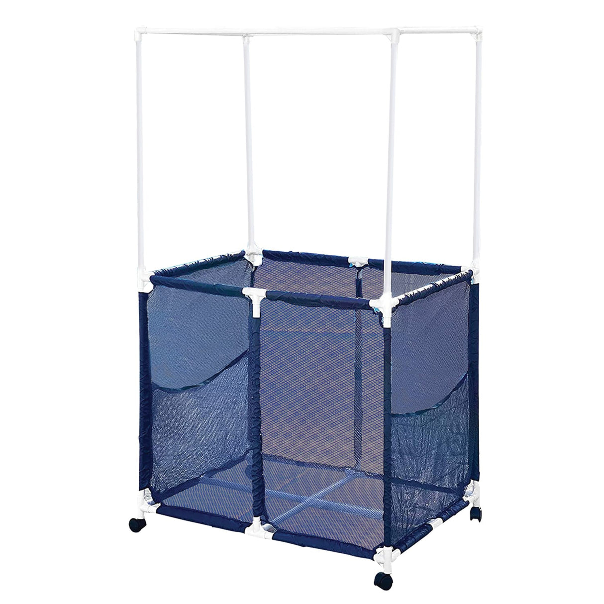 Pool Bins Pool Storage Mesh Rolling Organizer with Towel Hanger Bars, Double Decker, 25 In. x 34.5 In. x 62.6 In., PB-L360