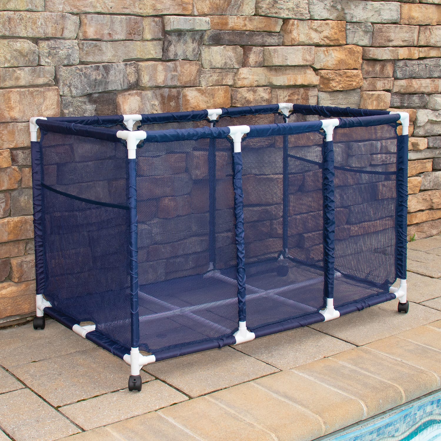 Pool Bins Pool Storage Mesh Rolling Organizer, Extra Large, 25 In. x 43 In. x 28 In., PB-K400
