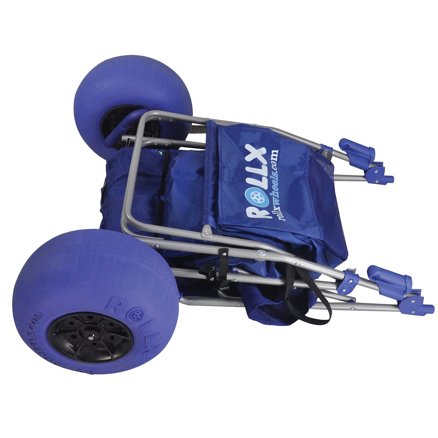 Rollx Foldable Beach Cart Storage Wagon with Big Balloon Wheels, Blue