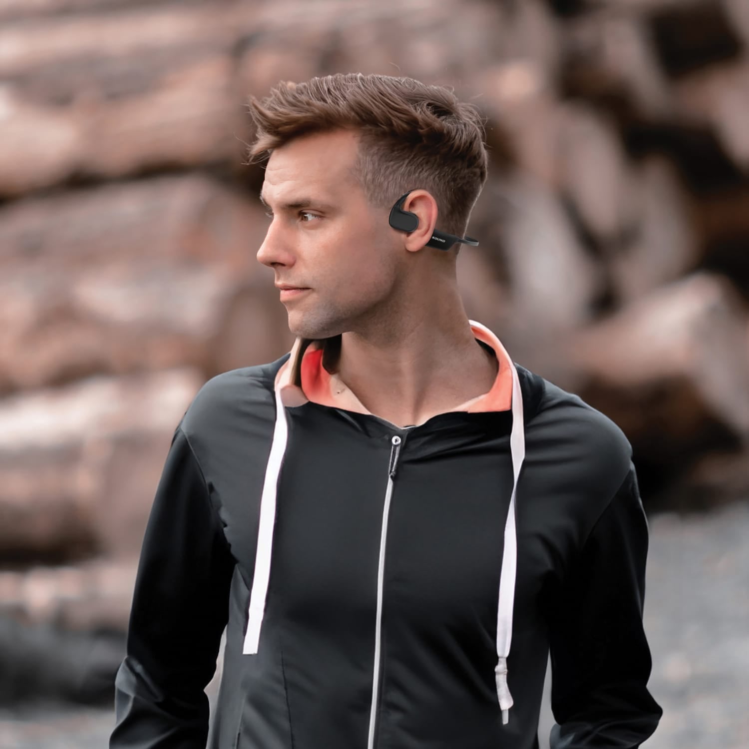 OPN Sound Aperto Bluetooth Open-Ear Neckband Headphones with Microphone, Black