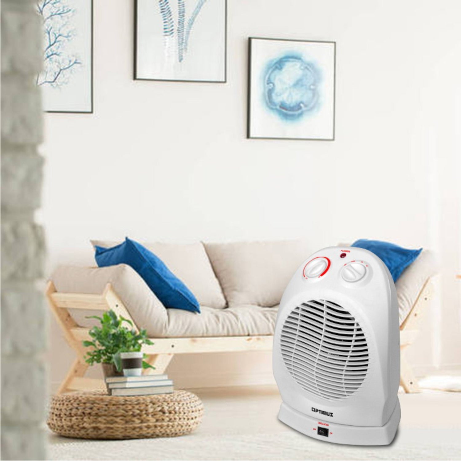 Optimus 4-Settings 1500-Watt-Max Portable Oscillating Fan Heater with Thermostat