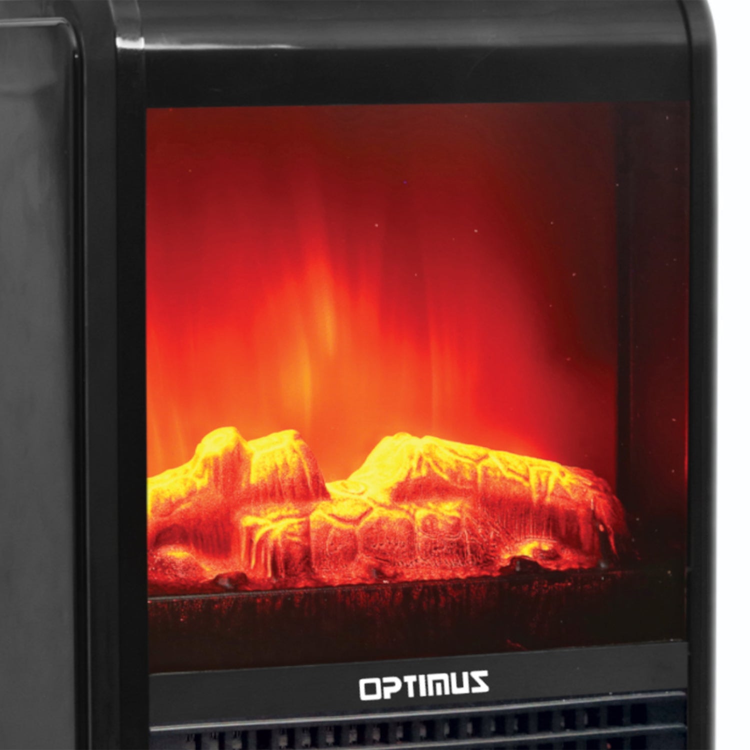 Optimus 1200-Watt-Max Mini Electric Flame-Effect Fireplace Heater, H-9300, Black