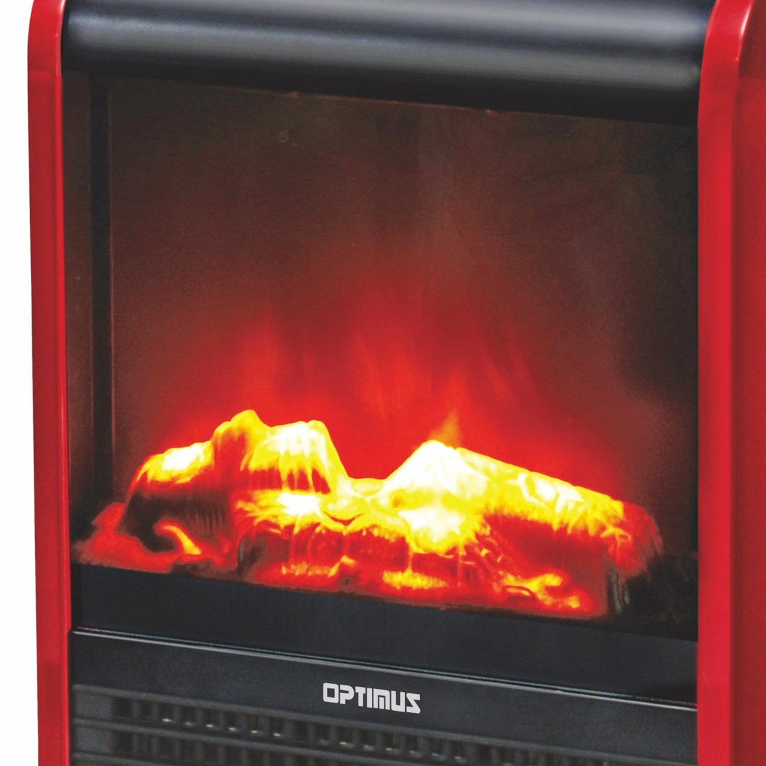 Optimus 1200-Watt-Max Mini Electric Flame-Effect Fireplace Heater, H-9300, Red