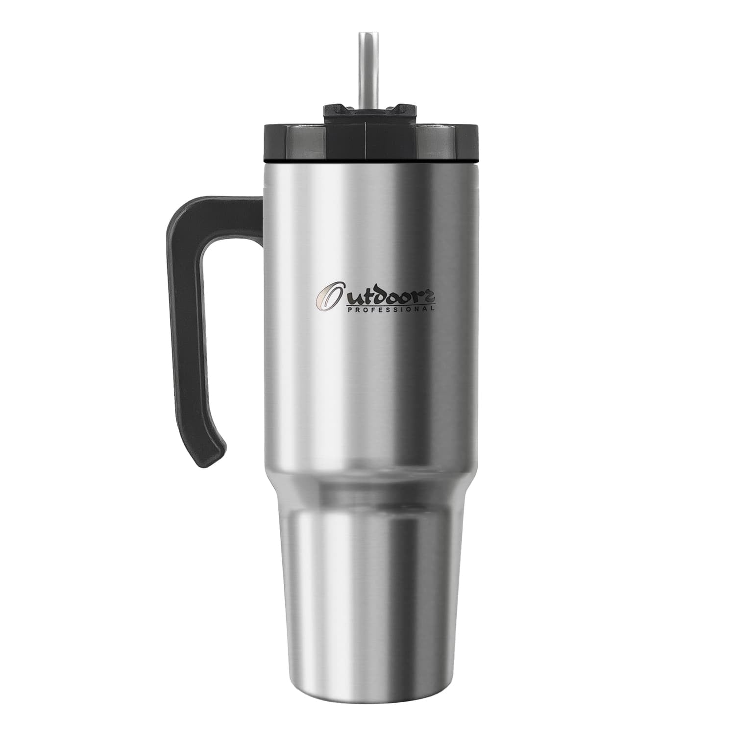 Outdoors Professional 30-Oz. Stainless Steel Double-Walled Insulated Tumbler with Straw, Stainless Steel