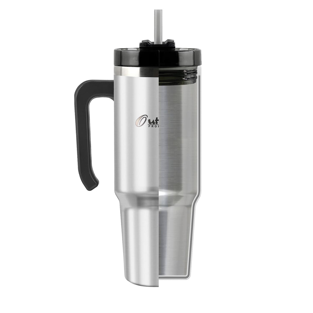 Outdoors Professional 30-Oz. Stainless Steel Double-Walled Insulated Tumbler with Straw, Stainless Steel