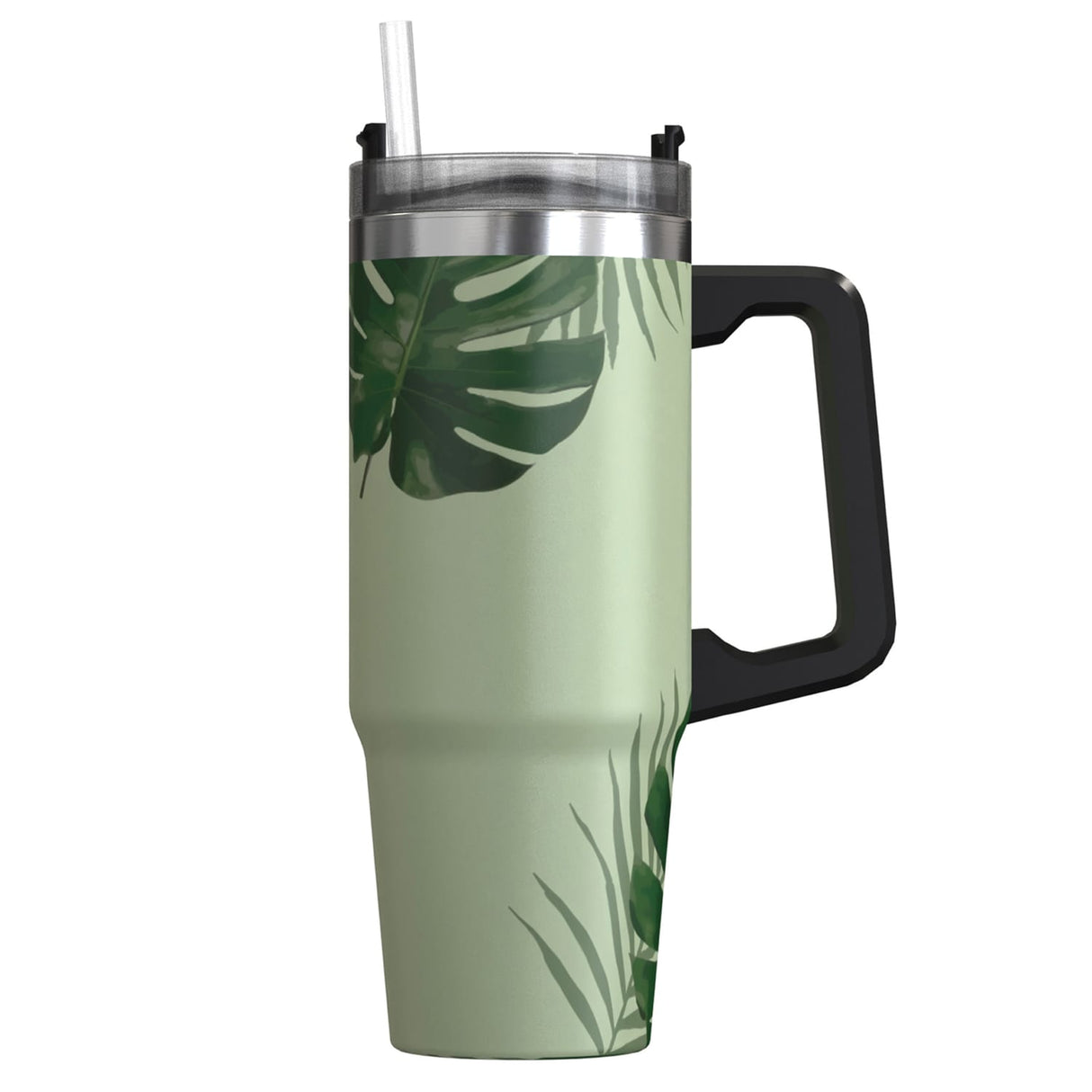 Outdoors Professional 30-Oz. Stainless Steel Double-Walled Insulated Tumbler with Straw, Tropical Green