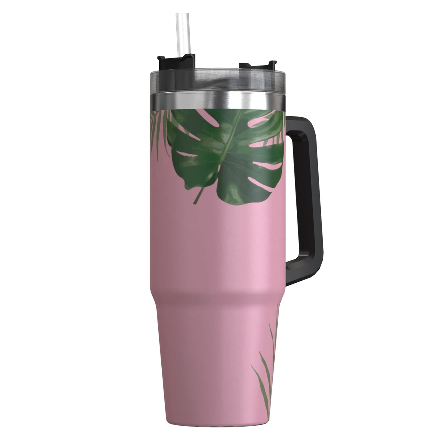 Outdoors Professional 30-Oz. Stainless Steel Double-Walled Insulated Tumbler with Straw, Tropical Pink