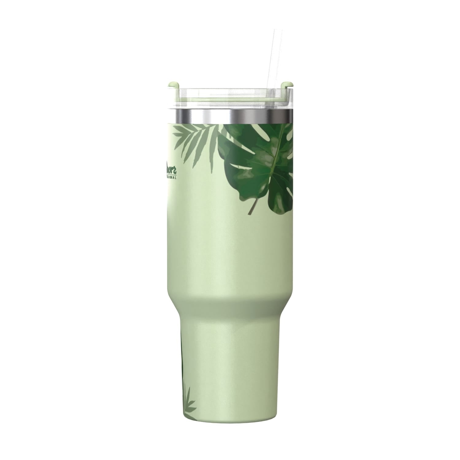Outdoors Professional 40-Oz. Stainless Steel Double-Walled Insulated Tumbler with Straw, Tropical Green