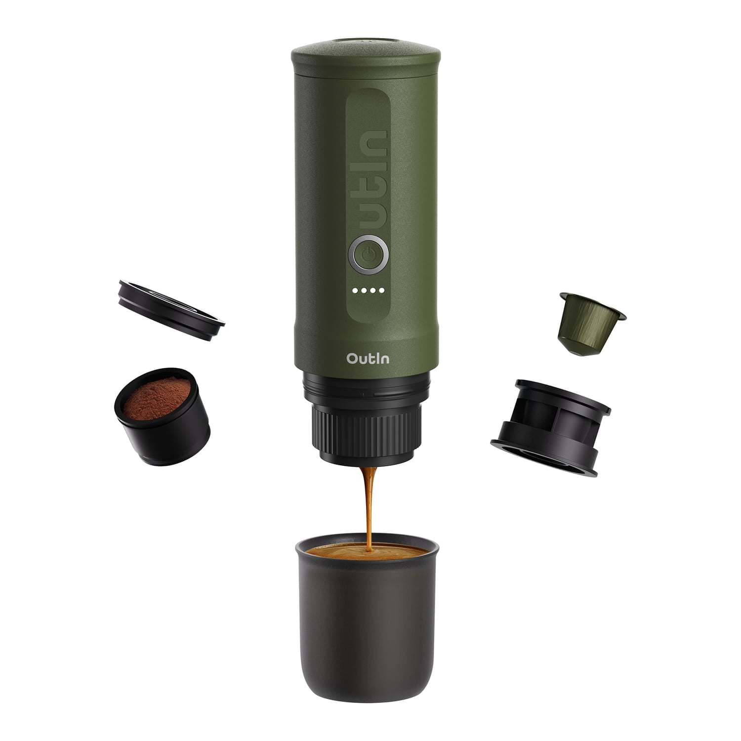 OutIn Nano Portable Electric Espresso Machine, Forest Green