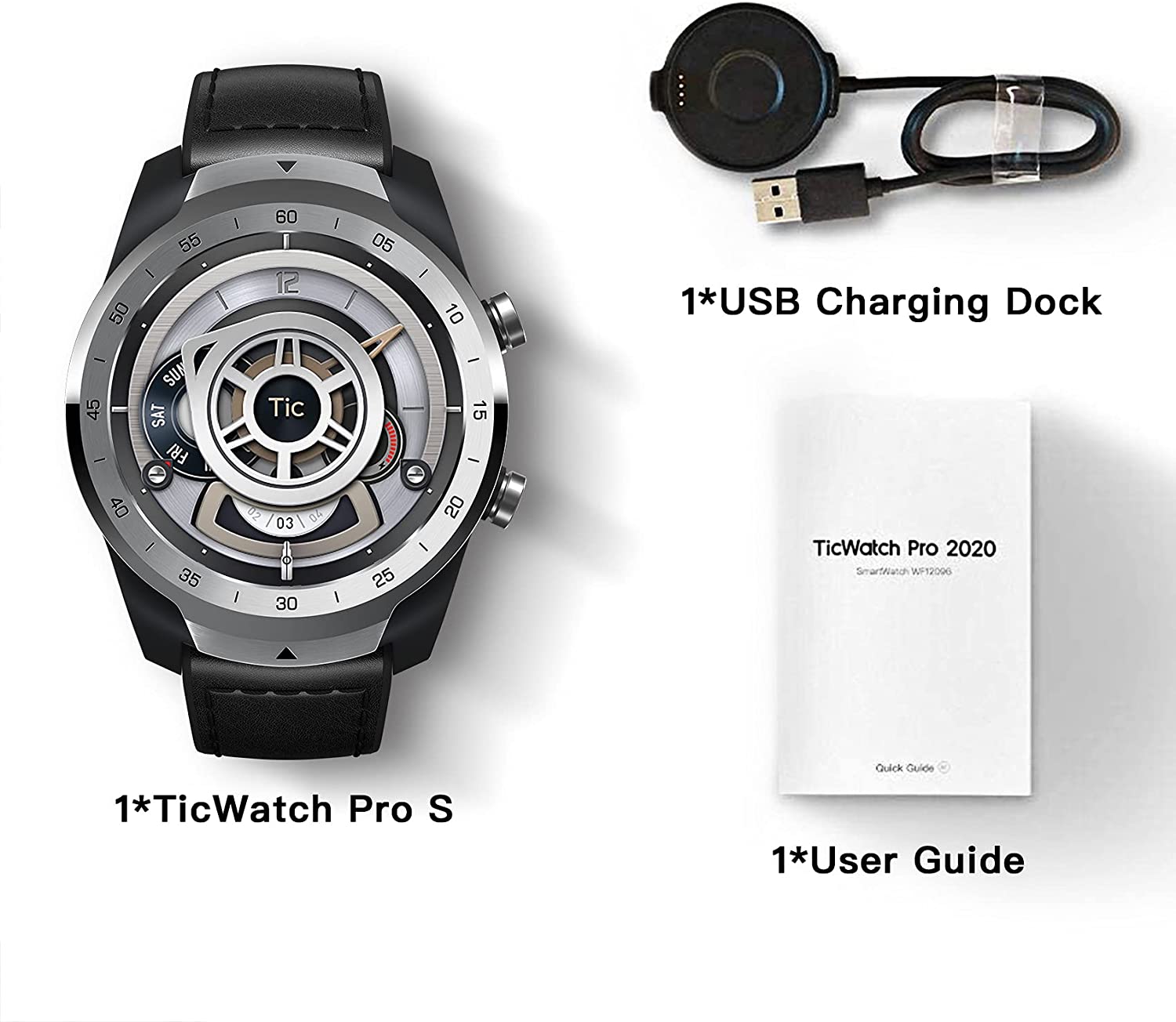 TicWatch P1031005400-RB Pro S GPS IP68 Waterproof OS by Google Smartwatch Silver - Certified Refurbished