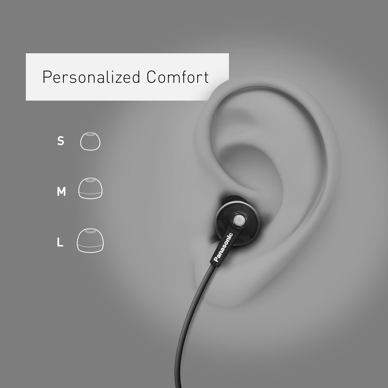 Panasonic ErgoFit Wired In-Ear Earbud Headphones with Right-Angle 3.5-mm Connector, RP-HJE120, Matte Black/Red
