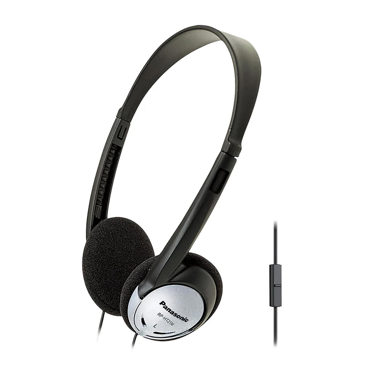 Panasonic Wired On-Ear Lightweight Headphones with In-Line Mic, 3.5-mm Connector, and Open-Air Design, XBS for Deep Bass, RP-HT21M