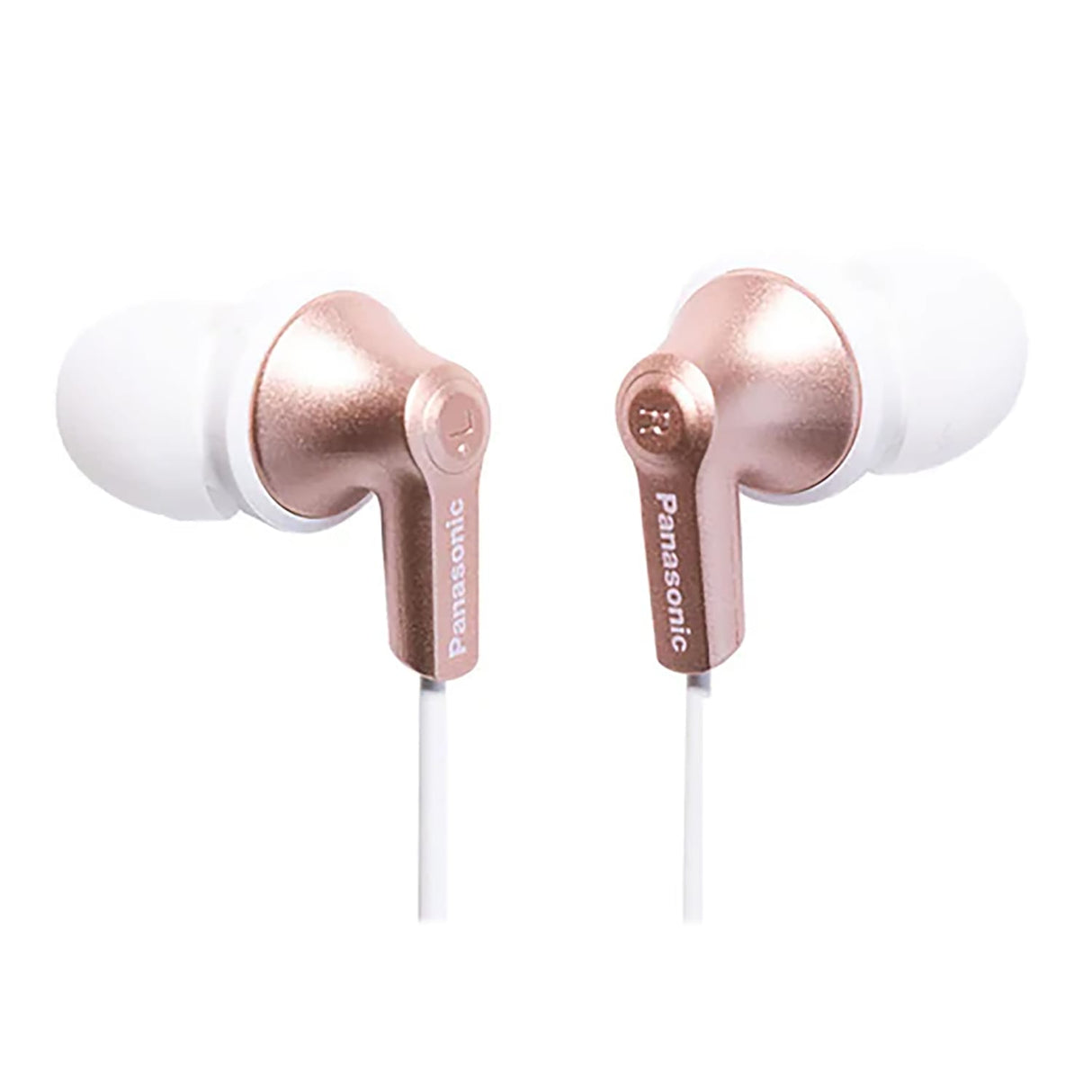 Panasonic ErgoFit Wired In-Ear Earbud Headphones with In-Line Mic/Call Remote and Right-Angle 3.5-mm TRRS Connector, RP-TCM125, Gold