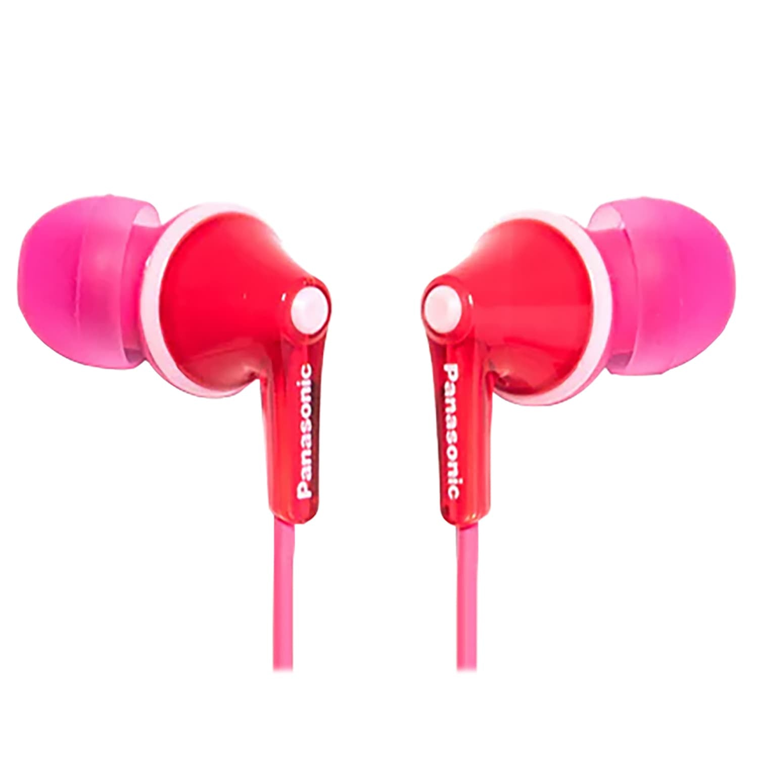 Panasonic ErgoFit Wired In-Ear Earbud Headphones with In-Line Mic/Call Remote and Right-Angle 3.5-mm TRRS Connector, RP-TCM125, Pink