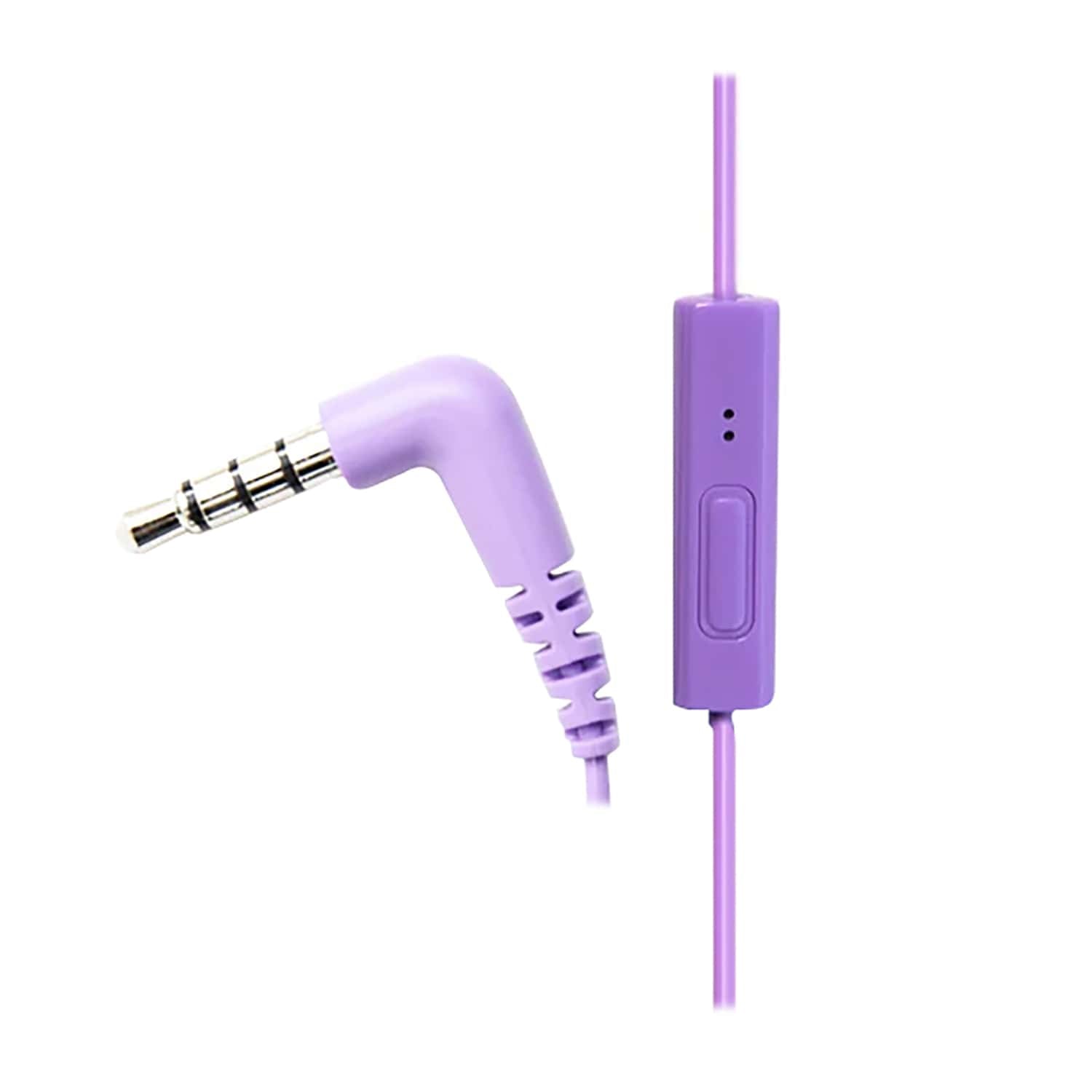 Panasonic ErgoFit Wired In-Ear Earbud Headphones with In-Line Mic/Call Remote and Right-Angle 3.5-mm TRRS Connector, RP-TCM125, Purple