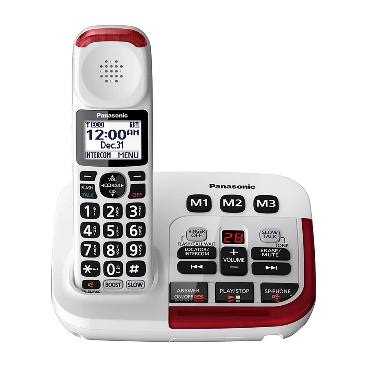 Panasonic 1-Handset DECT 6.0 40-dB Amplified/Expandable Cordless Phone System for Landline, Answering System, Noise Reduction, and Visual Ringer