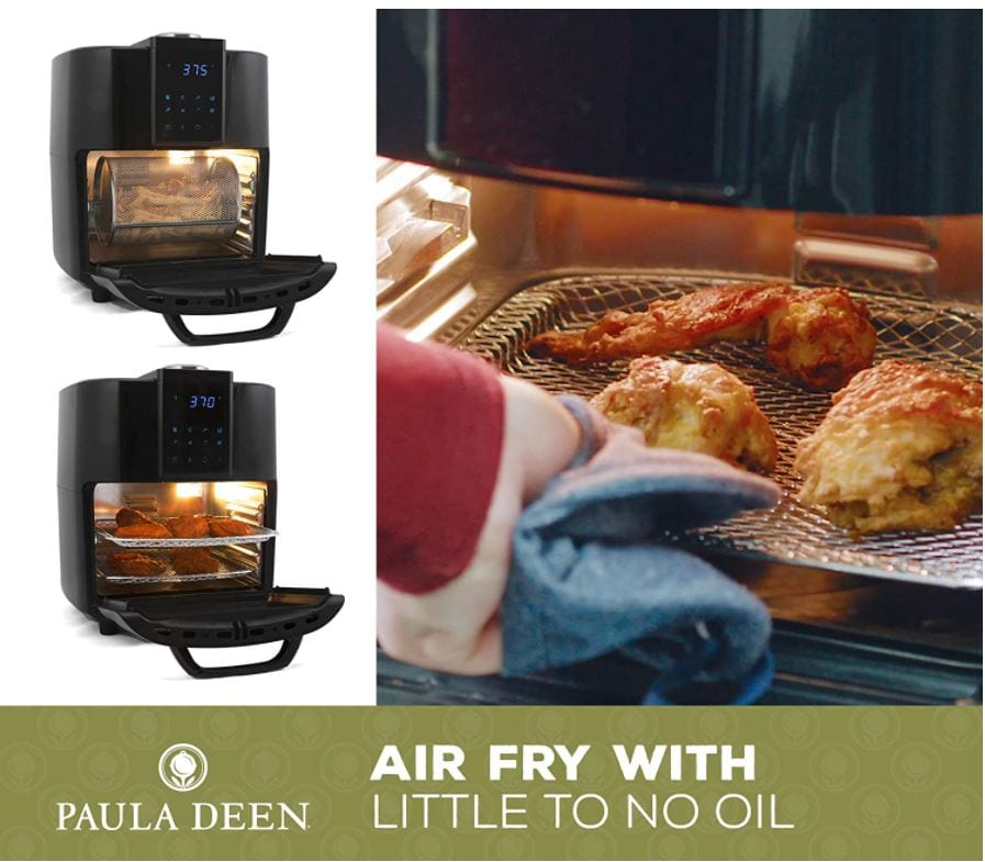 Paula Deen PDA001-RB 13 QT 1700 Watt XXXL Family-Sized Air Fryer Oven with Rapid Air Circulation System, Black - Refurbished
