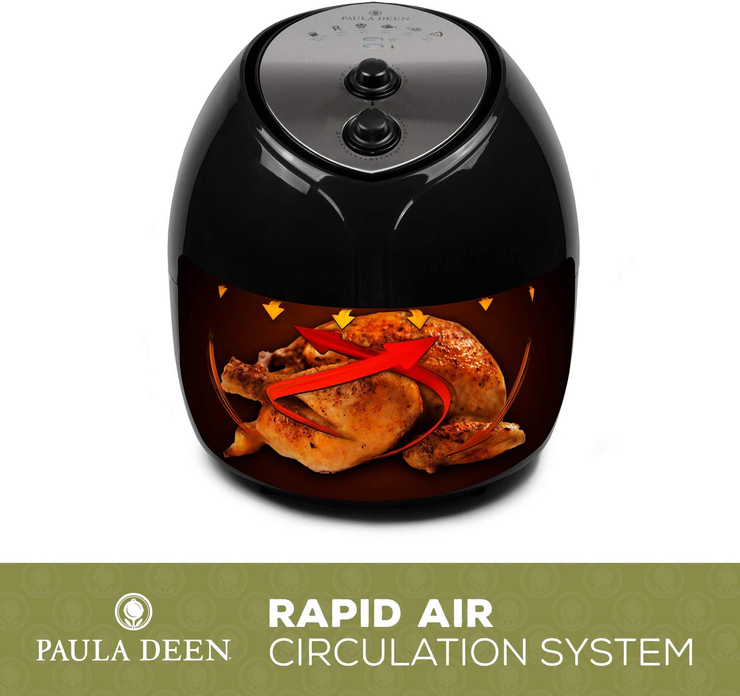 Paula Deen HF-9001DBLK 9.5 QT 1700 Watt Family-Sized Air Fryer, Black
