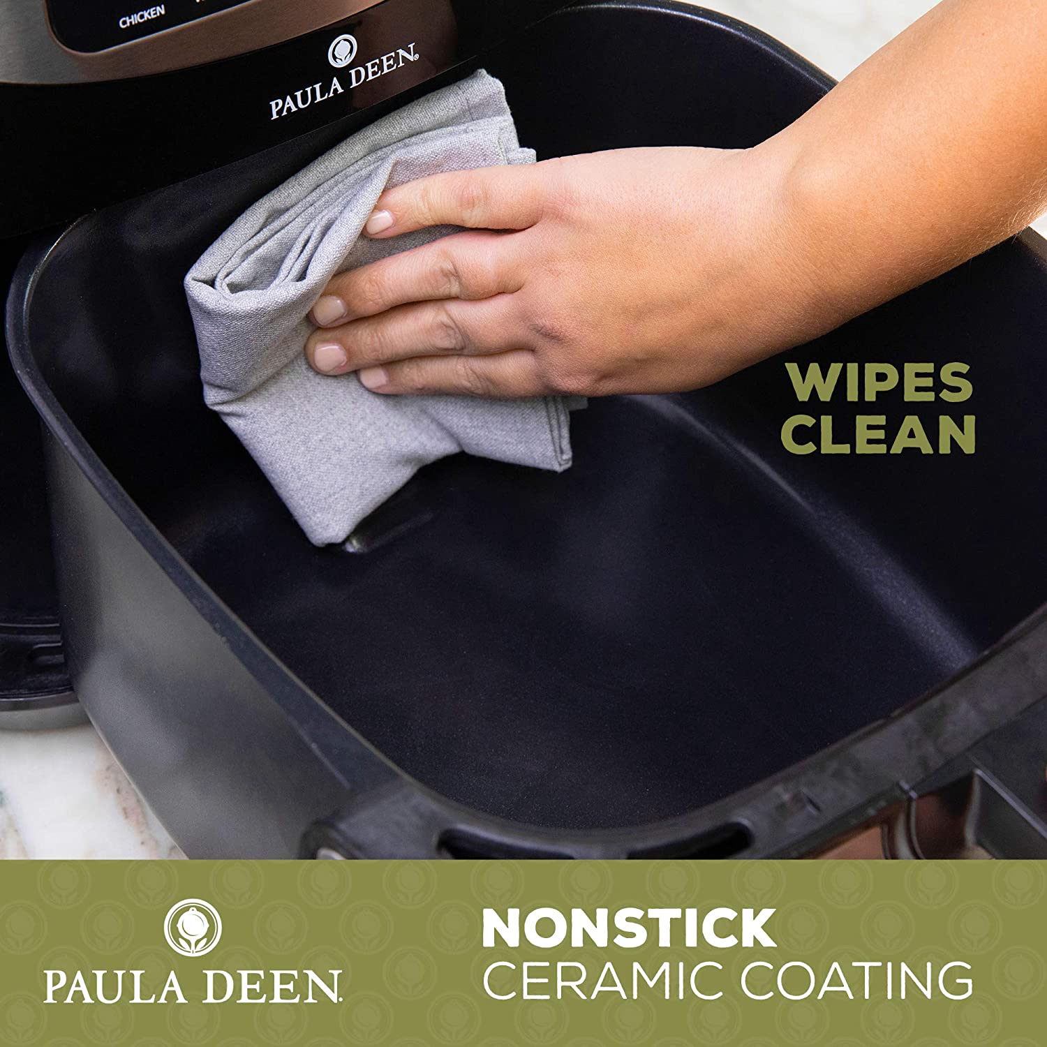 Paula Deen Stainless Steel 10 QT 1700 Watts Digital LED Display Air Fryer, Silver