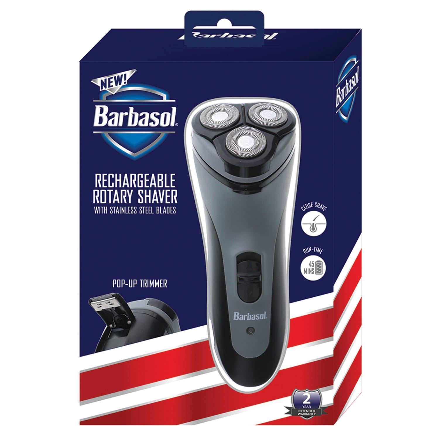 Barbasol Men's Rechargeable Dry Rotary Shaver with Pop-up Trimmer