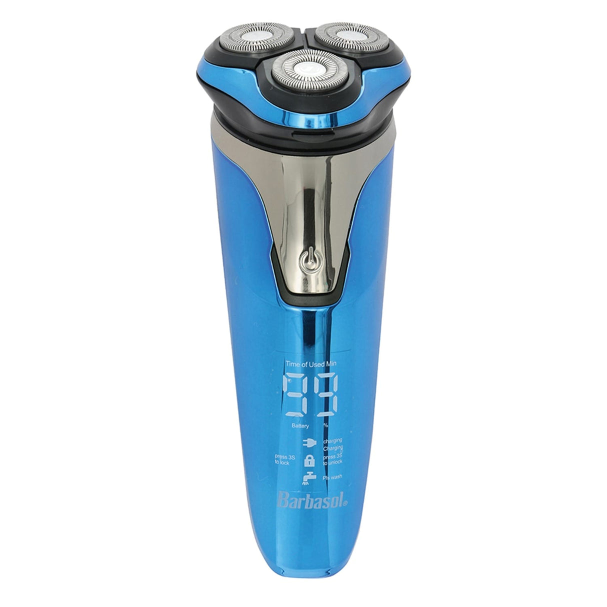 Barbasol Men's Rechargeable Wet/Dry LCD Lithium Rotary Shaver with Pop-up Trimmer