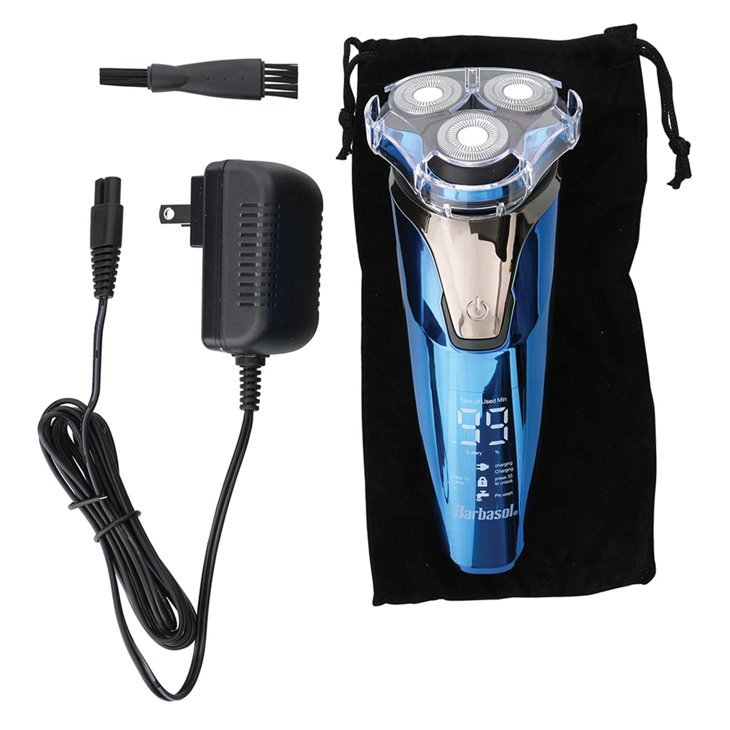 Barbasol Men's Rechargeable Wet/Dry LCD Lithium Rotary Shaver with Pop-up Trimmer