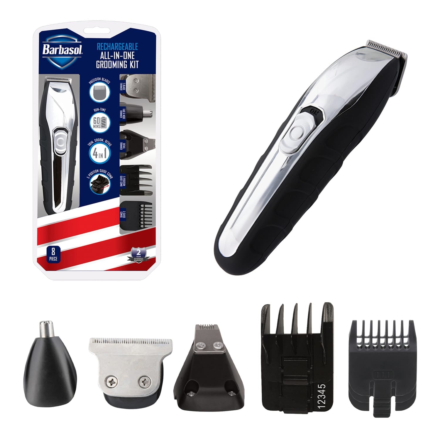Barbasol Rechargeable 7-Piece All-in-1 Men’s Grooming Kit