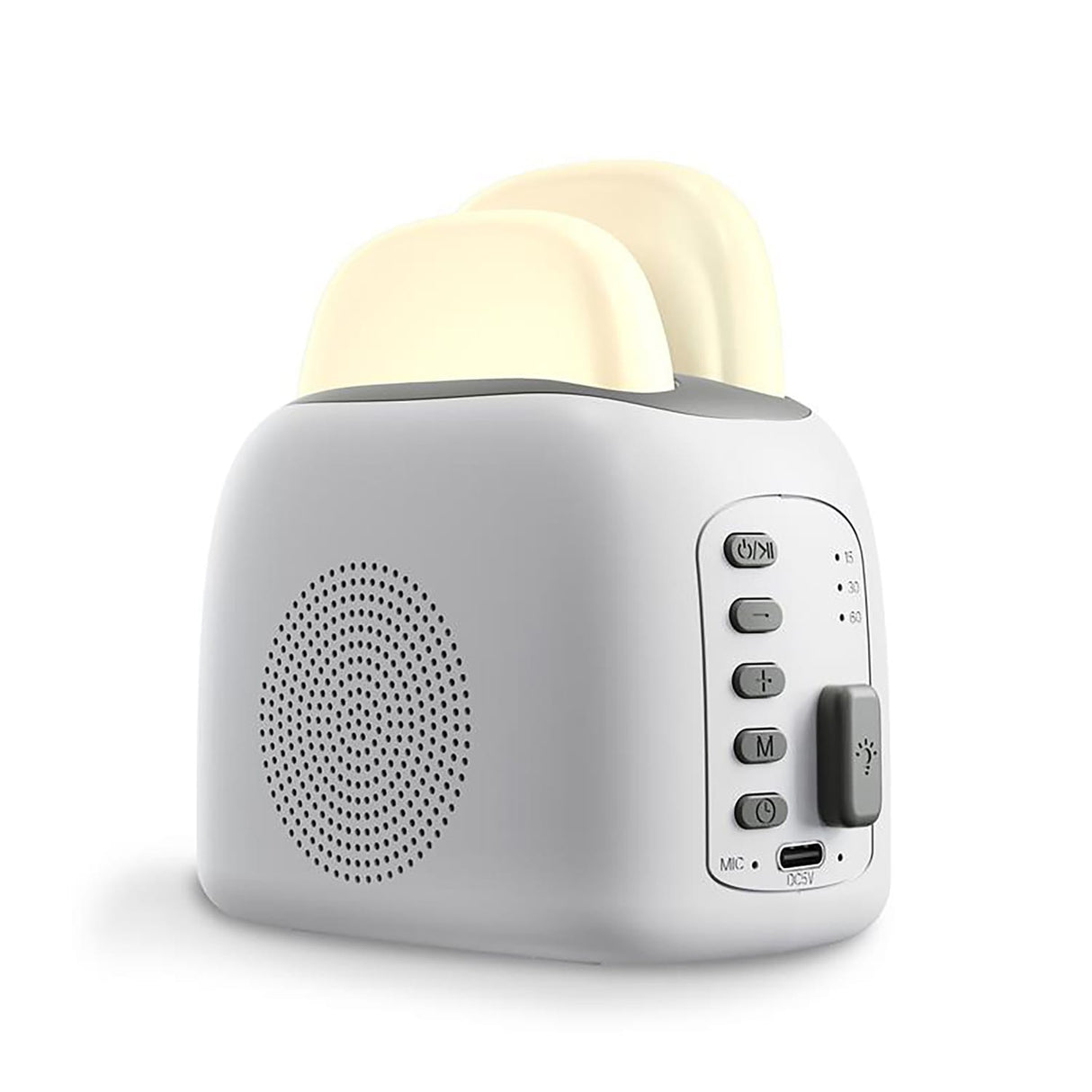 Priority Products Toaster-Shaped Sleeping Machine with Bluetooth Speaker and Night-Light, White