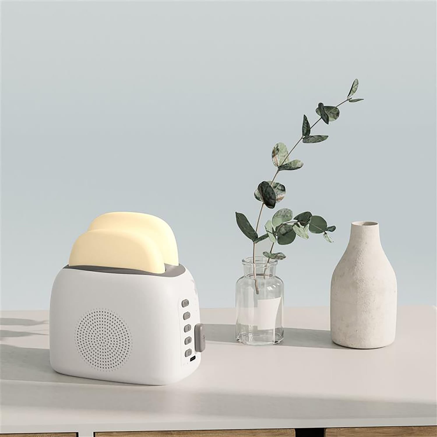 Priority Products Toaster-Shaped Sleeping Machine with Bluetooth Speaker and Night-Light, White