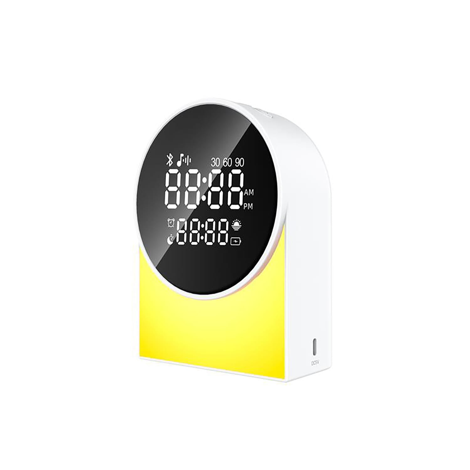 Priority Products Rechargeable Digital FM Radio Alarm Clock with Bluetooth Speaker, LED Night-Light, and Sound Machine, SM12, White