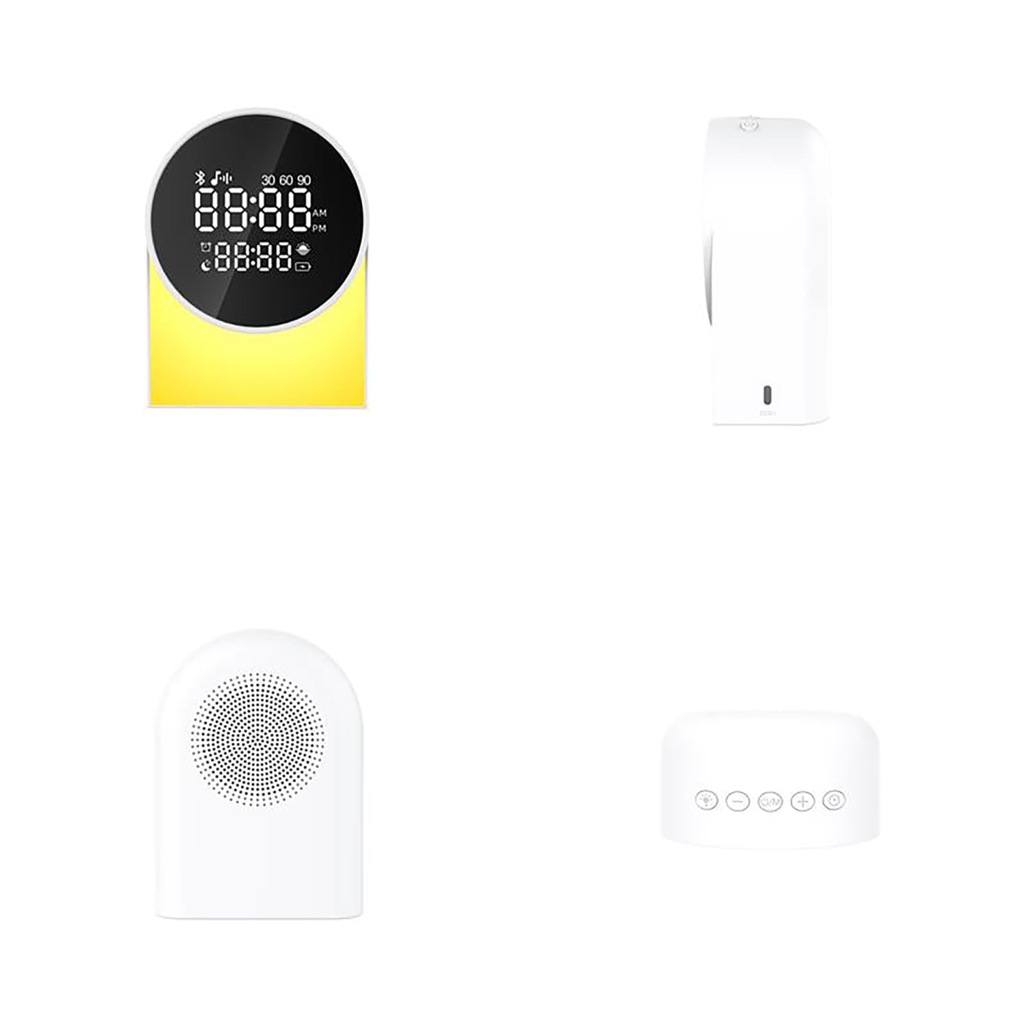 Priority Products Rechargeable Digital FM Radio Alarm Clock with Bluetooth Speaker, LED Night-Light, and Sound Machine, SM12, White