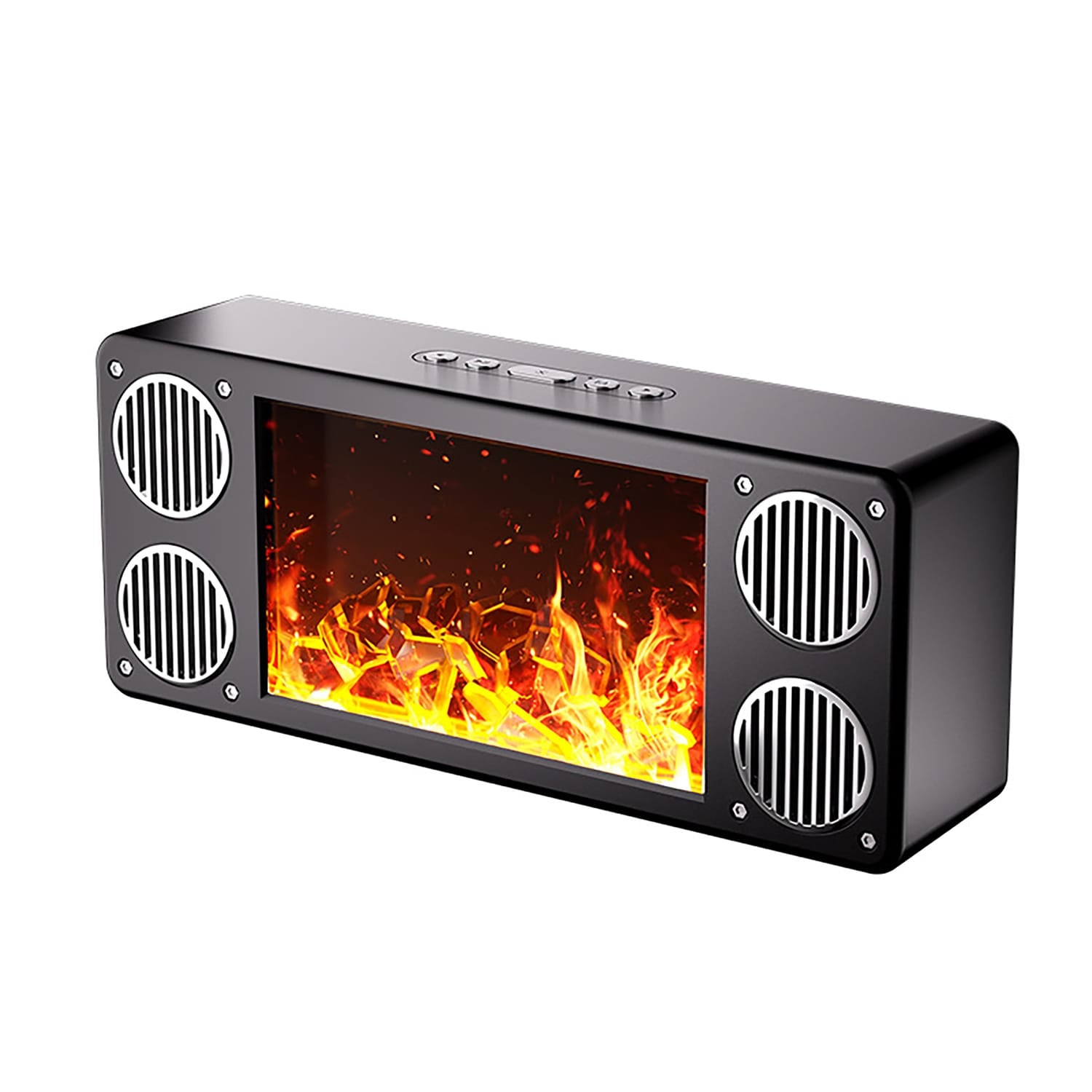 Priority Products Portable Bluetooth Speaker with FM Radio and Fireplace Lighting Effects, L-45, Black