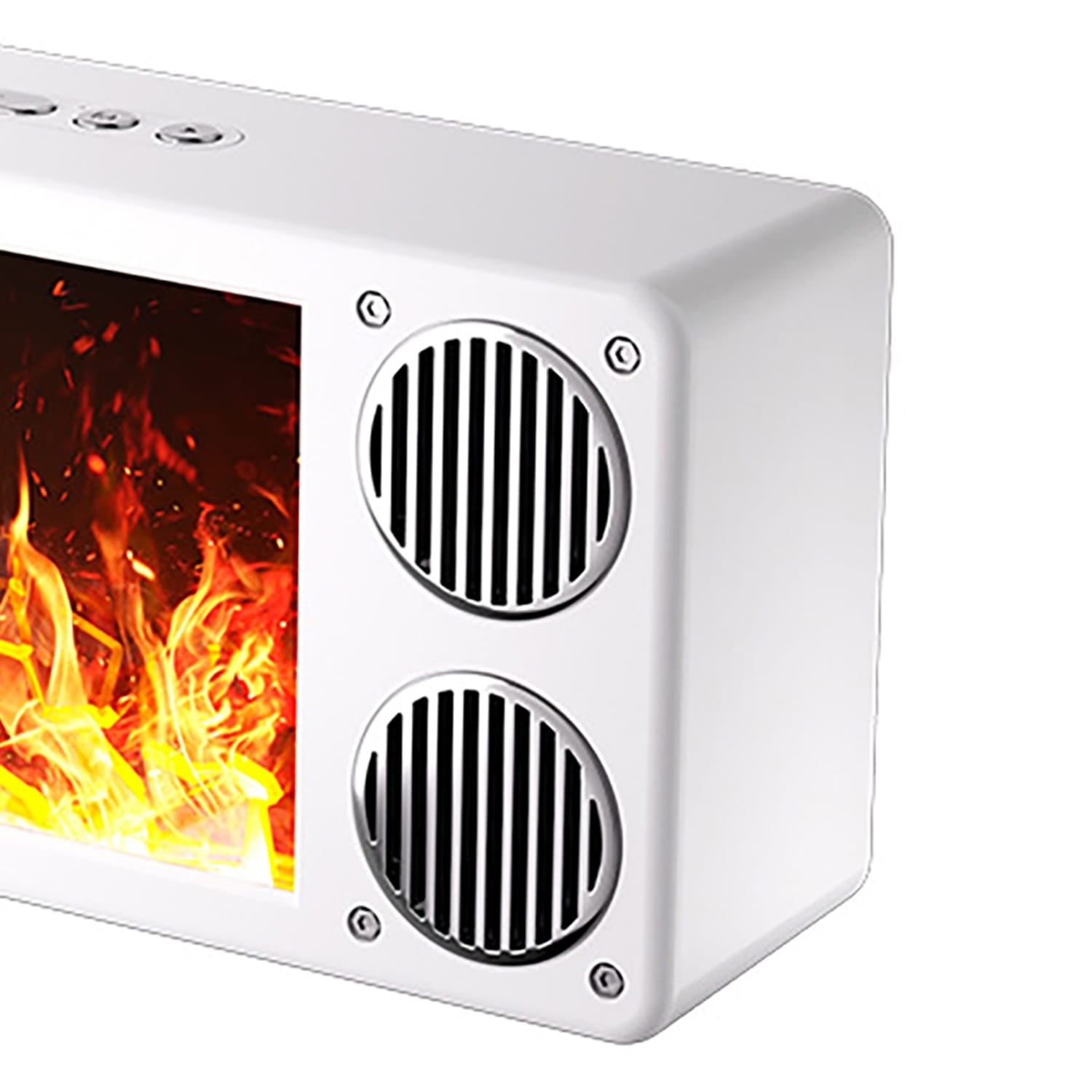 Priority Products Portable Bluetooth Speaker with FM Radio and Fireplace Lighting Effects, L-45, White