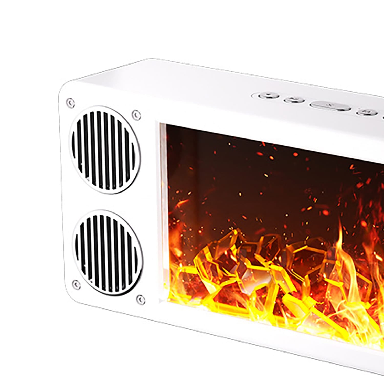 Priority Products Portable Bluetooth Speaker with FM Radio and Fireplace Lighting Effects, L-45, White
