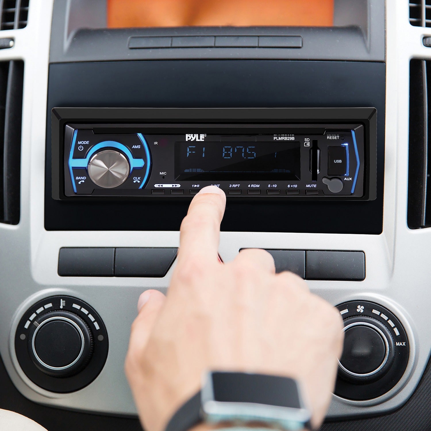 Pyle Single-DIN In-Dash Digital Marine Stereo Receiver with Bluetooth, Black