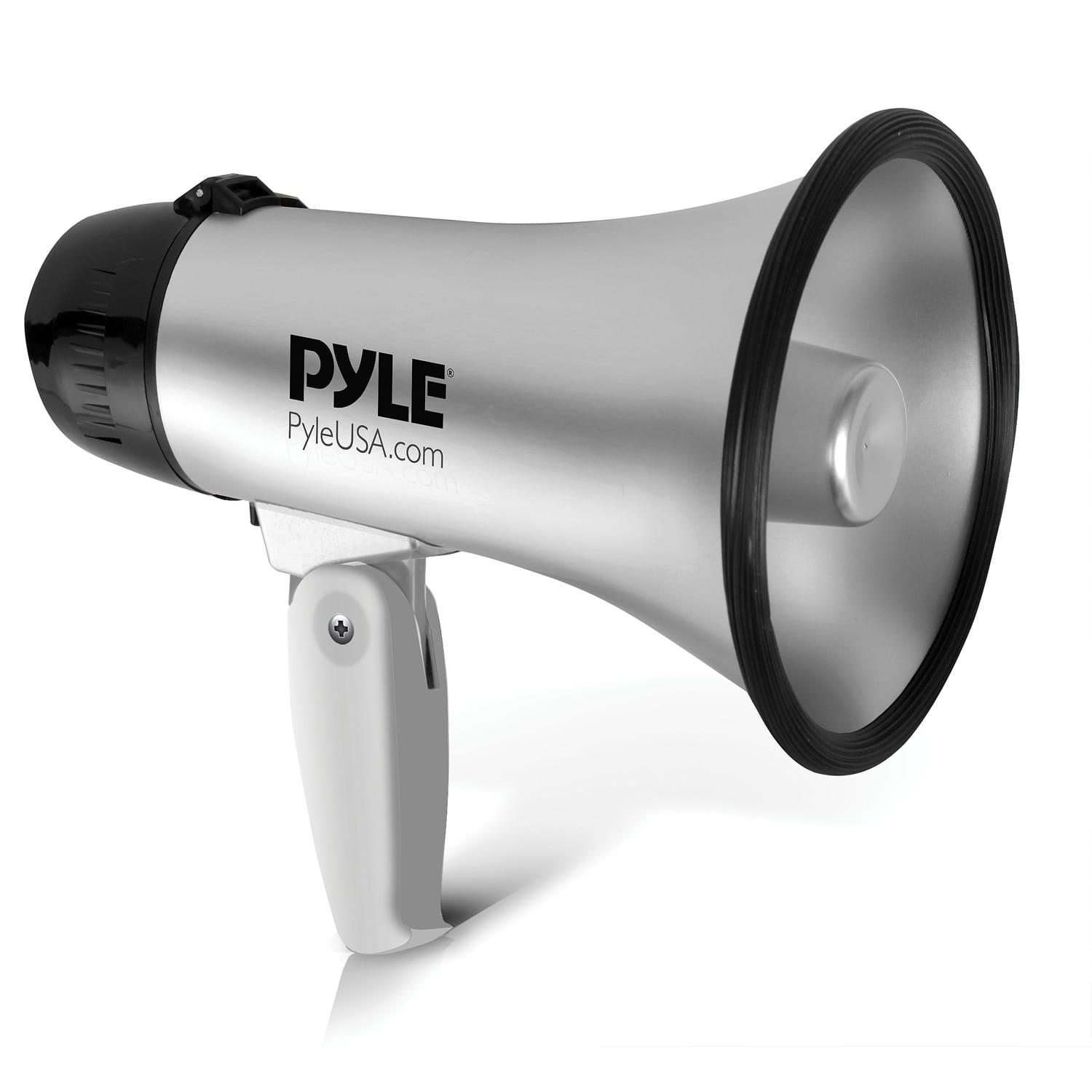 Pyle Battery-Operated Compact and Portable Megaphone Speaker with Siren Alarm Mode, Silver