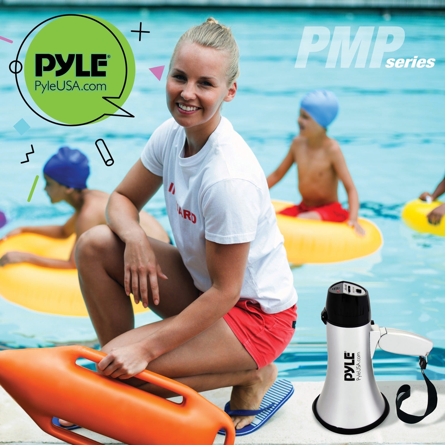 Pyle Battery-Operated Compact and Portable Megaphone Speaker with Siren Alarm Mode, Silver
