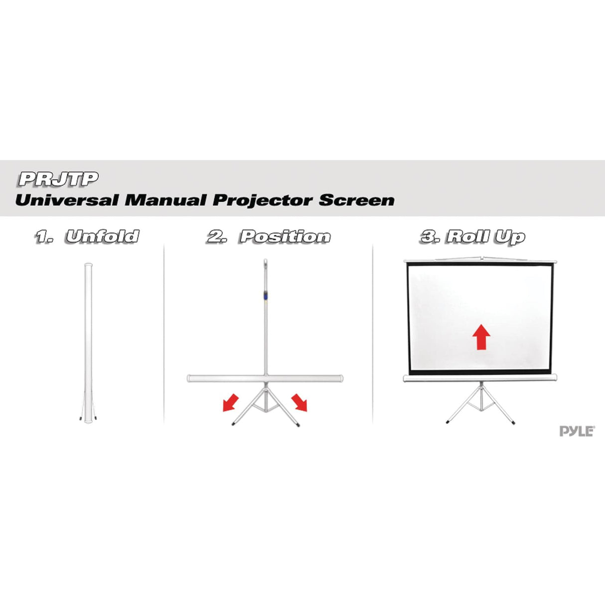 Pyle Floor-Standing Portable Tripod Manual Projector Screen, 84 In.
