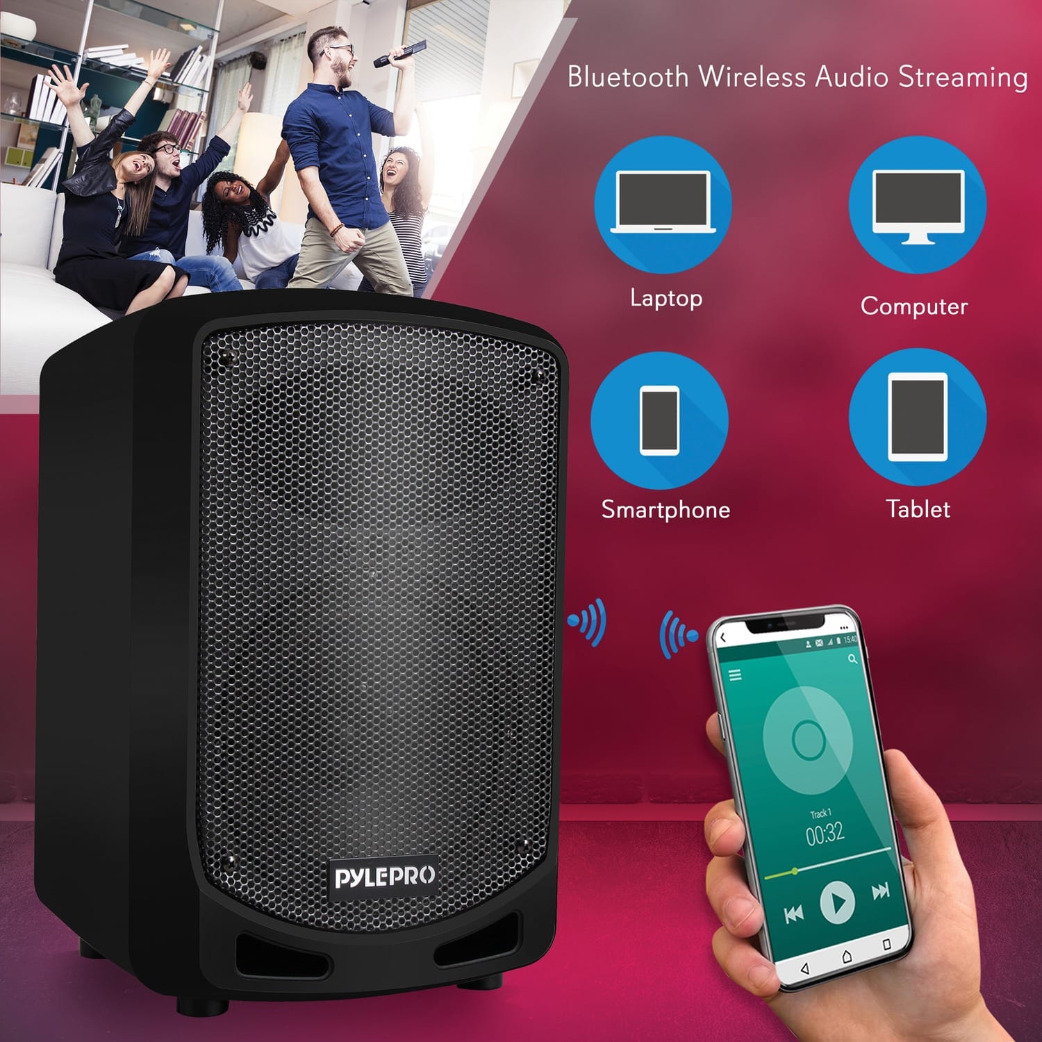 Pyle Compact and Portable Bluetooth PA Speaker