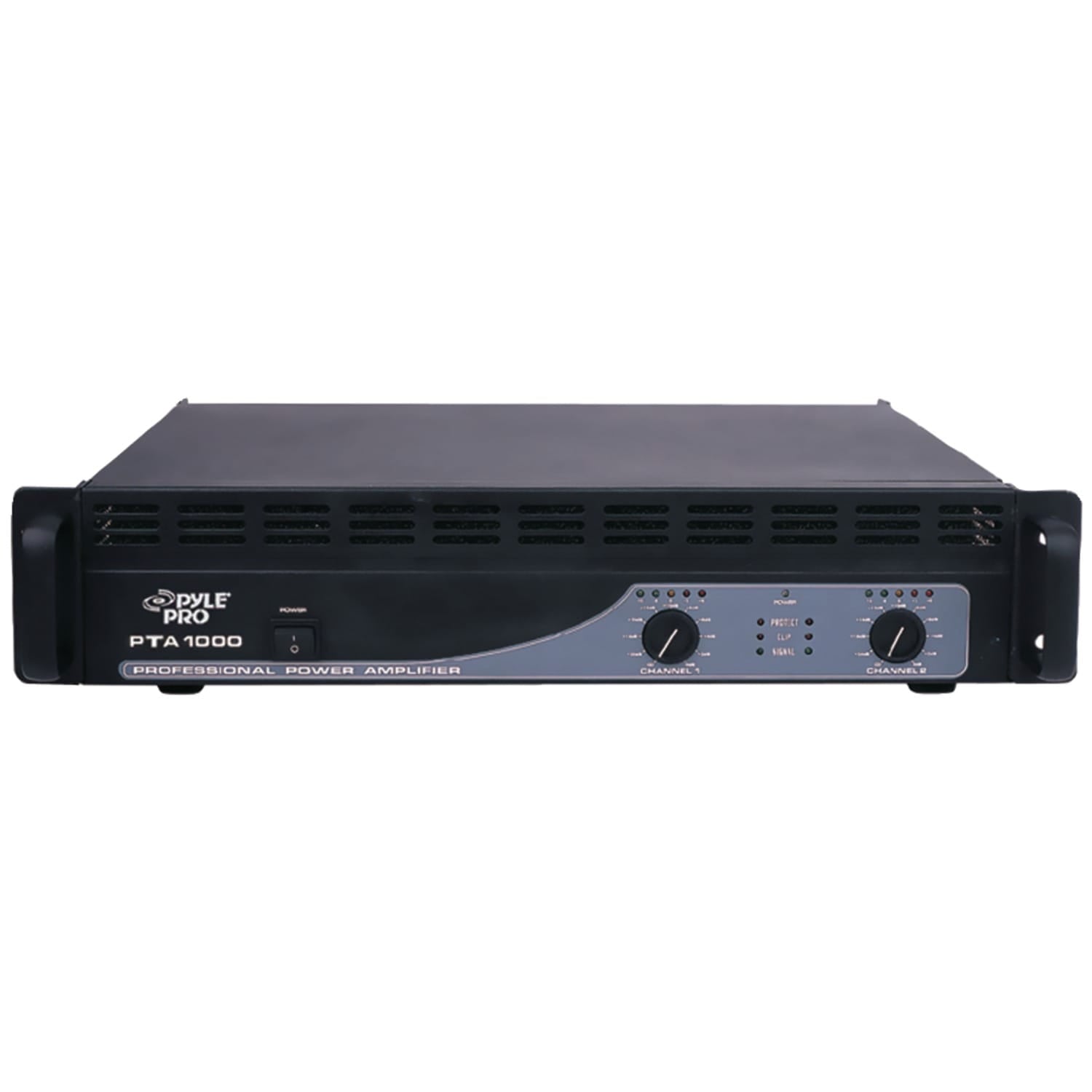 Pyle 1000-Watt-Peak 2.0-Channel Bridgeable Rack-Mountable Pro Amplifier with Bluetooth and Mic Inputs, PTA1000