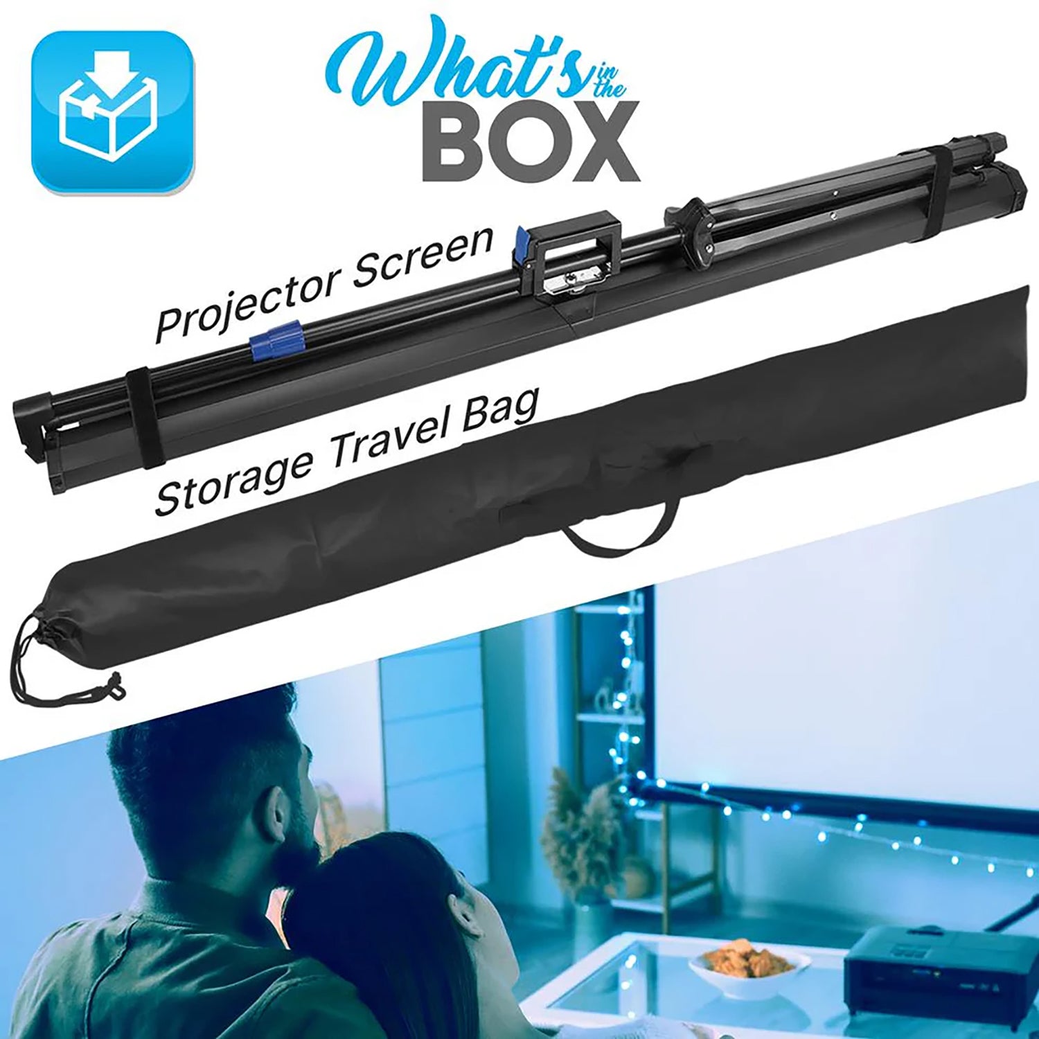 Pyle 60-In. Universal Floor-Standing Roll-up Projector Screen with Tripod Stand and Carrying Case