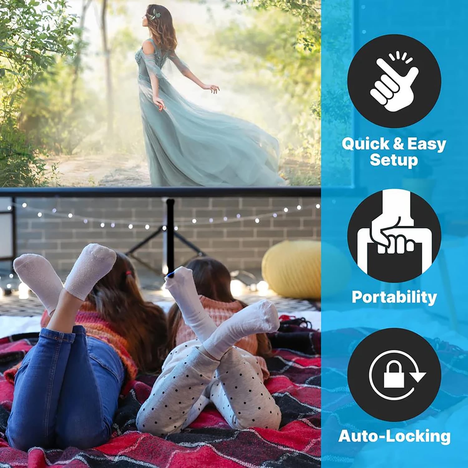Pyle 60-In. Universal Floor-Standing Roll-up Projector Screen with Tripod Stand and Carrying Case